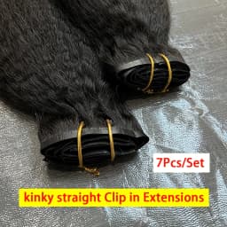 Raw Unprocessed Kinky Straight Clip In Human Hair Extensions 100% Human Hair Clip in Hair Extension 100grams 7Pcs/Set Full Head