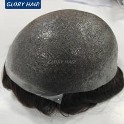 OS106 0.05-0.06mm Male Thin Skin Double Knot Hair Toupee 100% Density Indian Human Hair Prosthesis For Bald Men Hair Loss