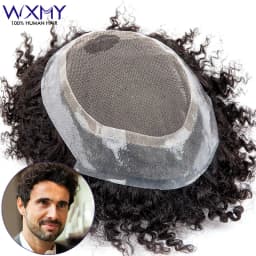 Curly Wigs Hair Prosthesis Man 25mm 15mm 10mm Curly Natural Human Hair Wigs For Men French Lace Man Curly Hair Systems Hairpiece