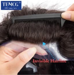 8" Injection European Virgin Hair System Men Wig 0.06-0.08mm Thin Skin Male Hair Prosthesis Hairline Invisible Men's Hair Piece