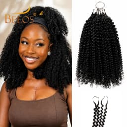 Feather Crochet Human Hair Extensions Afro Kinky Curly Knotless Pre-Separated Crochet Hair Extension Lightweight For Boho Braid