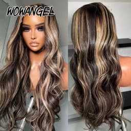 WOWANGEL 1B/27 Highlight Body Wave Wig Glueless 5x5 HD Lace Closure Wig 100% Human Hair Pre Plucked Natural Hairline Blonde Wig