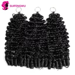 60g Burmese Curly Human Hair Extensions, Crochet Human Hair, Bohemian Pre-Curled Braids, Feathered Crochet Hair with Miracle Knots, Spiral Curly Hair for Braids, Deep Wave Crochet Human Hair.