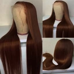Chocolate Brown Silky Straight Brazilian Virgin Human Hair Wig 13x6 HD Transparent Lace Frontal 6Inch Deep Part Pre Plucked Baby Hair Glueless Wear Go Natural Looking Daily Wig For Black Women