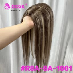 OCGK Human Hair Topper 17" Straight 10x12cm Base Color 2# Clip in Hairpieces for Women with Thinning Hair Add Volume