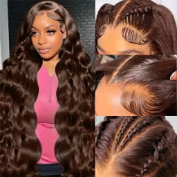 100% Virgin Human Hair Glueless Wigs Human Hair Pre Plucked Pre Cut Body Wave 7x5 HD Lace Frontal Closure Wigs for Black Women Human Hair Drawstring Wear and Go Pre-Bleached Chocolate Brown Color Loose Deep Wave Frontal Wigs Ship From France Warehouse