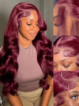 99j Burgundy 13x6 Hd Lace Frontal Human Hair Wigs Transparent Colored Body Wave Red Lace Front Wig 5x5 4x4 Closure Wig For Women