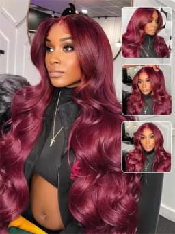 99j Burgundy 13x6 Hd Lace Frontal Human Hair Wigs Transparent Colored Body Wave Red Lace Front Wig 5x5 4x4 Closure Wig For Women