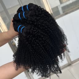 12A Brazilian Bundles 4C Afro Curly Human Hair Bundles Real Human Hair Unprocessed Raw Double Weft Human Hair Extensions 14-24 Inch Virgin Remy Hair Weave Bundles Human Hair 2/3/4 PCS For Women Daily Use Birthday Holiday Gift Kpop Popular Hairstyles