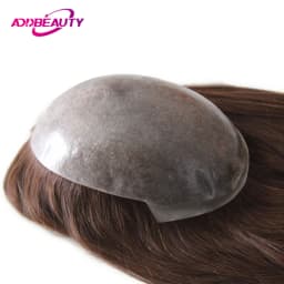 Women Topper Full PU 0.04-0.06mm Human Hair Wigs Straight 100% Human Hairpiece Blonde Hair System Capillary Prosthesis Natural