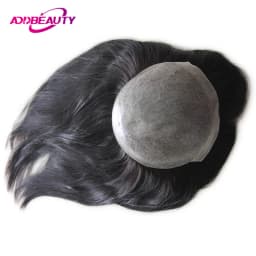 Women Topper Full PU 0.04-0.06mm Human Hair Wigs Straight 100% Human Hairpiece Blonde Hair System Capillary Prosthesis Natural