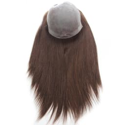 Women Topper Full PU 0.04-0.06mm Human Hair Wigs Straight 100% Human Hairpiece Blonde Hair System Capillary Prosthesis Natural