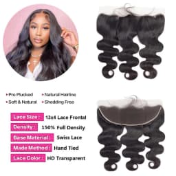 Body Wave Bundles with Frontal Brazilian Human Hair 3 Bundles with 13x4 Lace Frontal 100% Virgin Hair Body Wave Natural Bundles