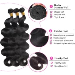 Body Wave Bundles with Frontal Brazilian Human Hair 3 Bundles with 13x4 Lace Frontal 100% Virgin Hair Body Wave Natural Bundles