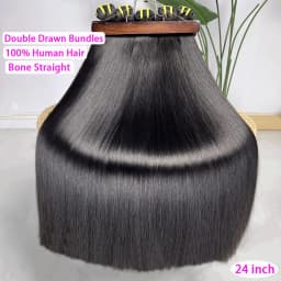 Super Double Drawn Bundles Bone Straight Human Hair Double Weft Unprocessed Raw Virgin Hair Weave Extensions #1B Natural Color