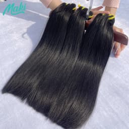 Super Double Drawn Bundles Bone Straight Human Hair Double Weft Unprocessed Raw Virgin Hair Weave Extensions #1B Natural Color