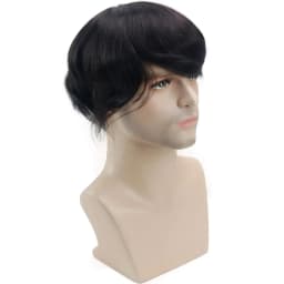 Mono Lace Men's Toupee Human Hair Poly Skin Around Hair Replacement System Durable Monofilament Hairpiece for Men 8x7inch