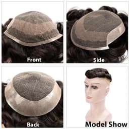 OCT Men's Wig French Lace&Silicone Microskin Male Hair Prosthesis Natural Human Hair Wigs Exhaust Systems Toupee Men Hairpieces