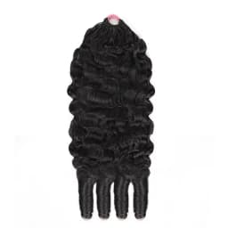 Burmese Curly Feather Crochet Human Hair Miracle Knots Pre‑Separated Invisible Knotless Boho Braids Reusable Crochet Hair Extensions For Braiding 14‑26 Inch