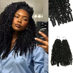 Burmese Curly Feather Crochet Human Hair Miracle Knots Pre‑Separated Invisible Knotless Boho Braids Reusable Crochet Hair Extensions For Braiding 14‑26 Inch