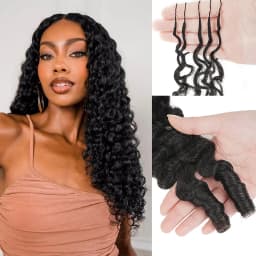 Burmese Curly Feather Crochet Human Hair Miracle Knots Pre‑Separated Invisible Knotless Boho Braids Reusable Crochet Hair Extensions For Braiding 14‑26 Inch