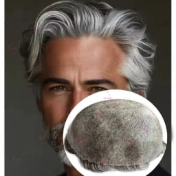 Natural Hairline 1b65 1B80 1b40 Grey Male Remy Human Hair Wigs Replacement Capillary Prosthes Afro Black Old Man Real Hairpieces