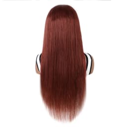 ISEE HAIR Reddish Brown #33 Color Glueless13x6 Straight Lace Frontal Wigs Pre Plucked Wigs Invisi Draw Strings Human Hair Wigs