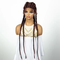 27/613 Color 36 Inches Synthetic Cornrow Braided Wigs for Black Women with Baby Hair Lace Frontal Box Braids Wig Daily Use