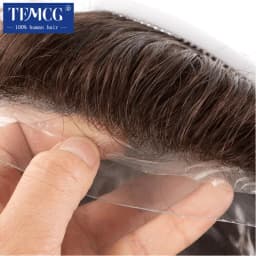 Male Hair Prosthesis Skin 0.02mm Base Toupee Men Wig Human Hair Wigs Undetectable Replacement Systems Men's Capillary Prothesis