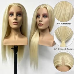 26"Mannequin Head High Grade 95% Real Hair Hairdressing Head Dummy Nice Dolls Dark Brown Long Hair Training Head With Shoulder