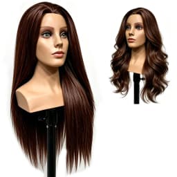 26"Mannequin Head High Grade 95% Real Hair Hairdressing Head Dummy Nice Dolls Dark Brown Long Hair Training Head With Shoulder