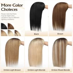 16inch Ombre Light Blonde Human Hair Toppers 9x9inch Natural Remy 5Clips Silk Base Hair Topper with Bangs in Extension for Women