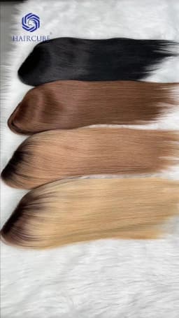16inch Ombre Light Blonde Human Hair Toppers 9x9inch Natural Remy 5Clips Silk Base Hair Topper with Bangs in Extension for Women
