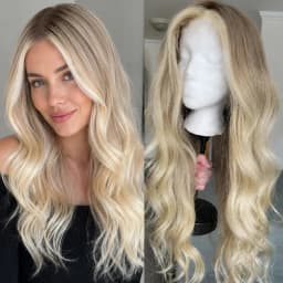 100%Human Hair Topper With Highlights Balayage Ombre Brown Blonde 613# Large Lace Base 6x6inch Hair Toppers 12inch 30cm 1B 02 04