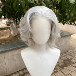 Sliver Grey Short Curly 13X4 Synthetic Lace Front Wigs for Women Older Lady Glueless Synthetic Wigs Gray Free Part 150% Density