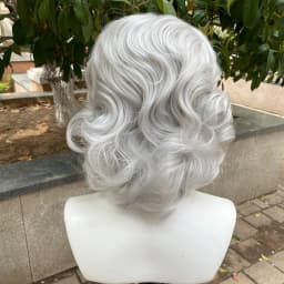Sliver Grey Short Curly 13X4 Synthetic Lace Front Wigs for Women Older Lady Glueless Synthetic Wigs Gray Free Part 150% Density