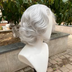Sliver Grey Short Curly 13X4 Synthetic Lace Front Wigs for Women Older Lady Glueless Synthetic Wigs Gray Free Part 150% Density