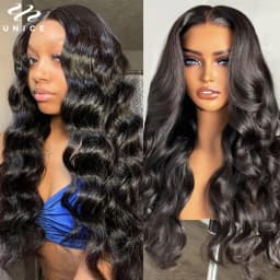 UNice Ultra-Thin 5x5 HD Lace Wigs With Drawstring Body Wave Human Hair Wigs Pre Cut Pre Bleached Glueless Wig 180% Density