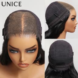 UNice Ultra-Thin 5x5 HD Lace Wigs With Drawstring Body Wave Human Hair Wigs Pre Cut Pre Bleached Glueless Wig 180% Density