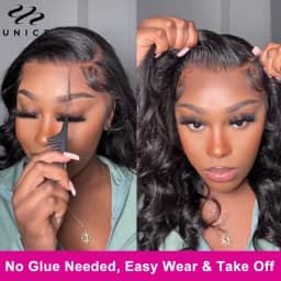 UNice Ultra-Thin 5x5 HD Lace Wigs With Drawstring Body Wave Human Hair Wigs Pre Cut Pre Bleached Glueless Wig 180% Density