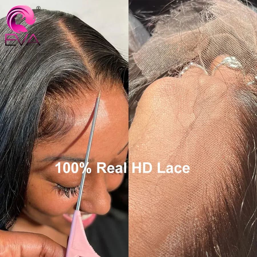 Eva Hair Invisible Real HD Lace Frontal Only Full 13x4 Melt Skins Pre Plucked 5x5 HD Lace Closures Human Hair Straight & Body Wave 2x6 HD Lace Closure Natural Black