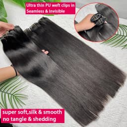Vietnamese PU Clip in Extensions Human Hair Straight Hair Seamless Skin Weft Clip-in Hair 100% Raw Virgin Human Hair Full Head