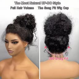 Smilegirl 230% Density Invisible Strap Deep Curly Wave 360 Full HD Glueless Wig 32 Inch Front Human Hair Wig Frontal Wig Wear and Go Daily Party Use