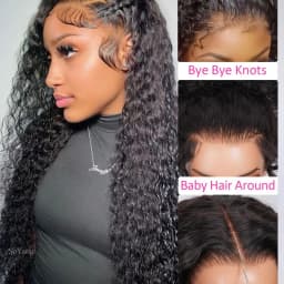Smilegirl 230% Density Invisible Strap Deep Curly Wave 360 Full HD Glueless Wig 32 Inch Front Human Hair Wig Frontal Wig Wear and Go Daily Party Use