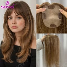 Remy Human Hair Topper Without Bangs 10×12CM Hand Stitched 360°3D Invisible Hair Piece Natural Cover For Thinning Hair