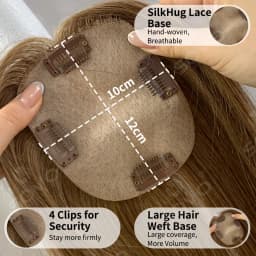 Remy Human Hair Topper Without Bangs 10×12CM Hand Stitched 360°3D Invisible Hair Piece Natural Cover For Thinning Hair