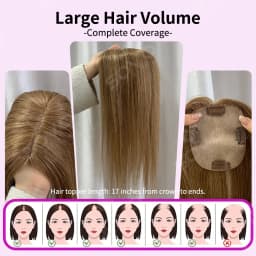 Remy Human Hair Topper Without Bangs 10×12CM Hand Stitched 360°3D Invisible Hair Piece Natural Cover For Thinning Hair