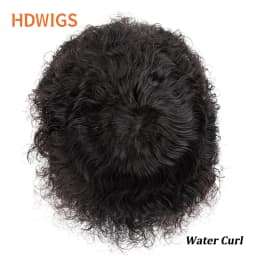 Afro Men's Capillary Prothesis Water Curly Man Toupee Indian Human Hair System Units 25mm Curl Human Hair Toppers Natural Color