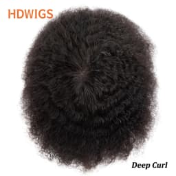 Afro Men's Capillary Prothesis Water Curly Man Toupee Indian Human Hair System Units 25mm Curl Human Hair Toppers Natural Color