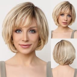100% Remy Human Hair Transparent Lace Frontal Wig Short Wavy Bob Human Hair Wig Ash Brown Ombre Pixie Cut Hair for White Women